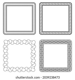 A set of square frames with an ornament. Decorative elements on a white background.