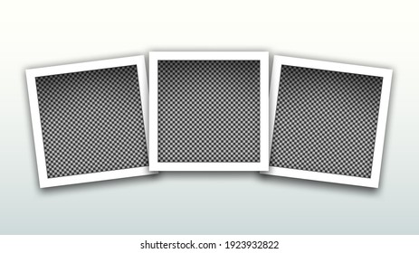 Set of Square Frames Template, Isolated on Bright Background, Vector Illustration