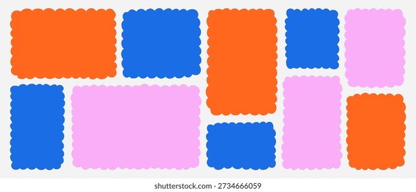  Set of square frames. Wavy textbox shapes perfect for messages, quotes, highlights and playful graphic design.