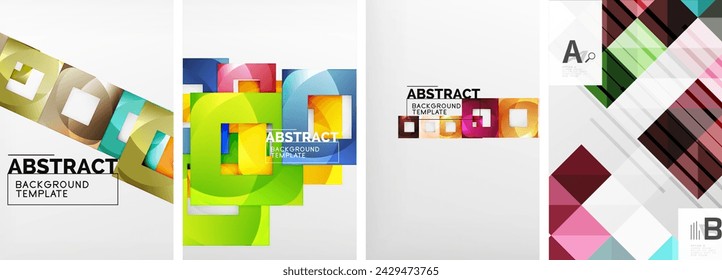 Set of square geometric poster backgrounds. Vector illustration For Wallpaper, Banner, Background, Card, Book Illustration, landing page