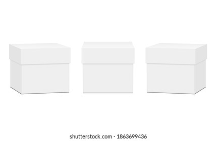 Set of Square Gift Boxes Mockups Isolated on White Background, Front ans Side Views. Vector Illustration