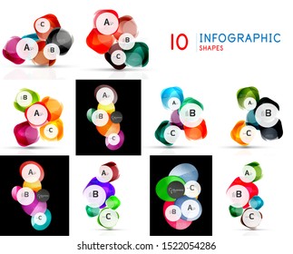 Set of square glass business option steps infographics templates. Modern templates for cover design for brochures, web banners, flyers. Vector art