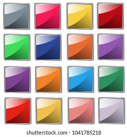 set of square glossy buttons icon, vector illustration.