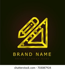 Set square golden metallic logo