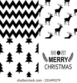 Set of square greeting cards and patterns with Christmas and New Year Calligraphic And Typographic Background. Greeting stylish illustration of winter wishes. Good for design, cards or posters.