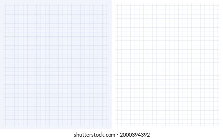 Set square grid backgrounds vector illustration. Dotted blue line pattern. Education notebook square sheet textures.