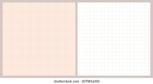 Conjunto de celdas cuadradas de cuadrícula en la ilustración vectorial de fondo rosa y blanco.