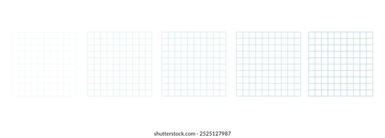 Set of Square grid with empty space. Notebook. Paper sheets, school math sheet. Vector illustration.
