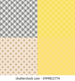 Set of square grid patterns with 3D effect and metal gradient colored