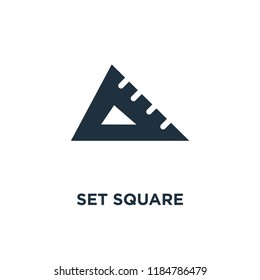 Set Square icon. Black filled vector illustration. Set Square symbol on white background. Can be used in web and mobile.