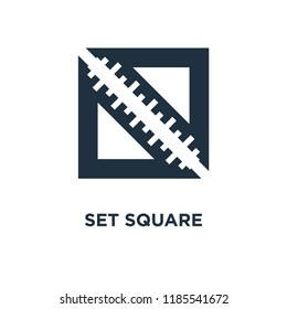 Set square icon. Black filled vector illustration. Set square symbol on white background. Can be used in web and mobile.
