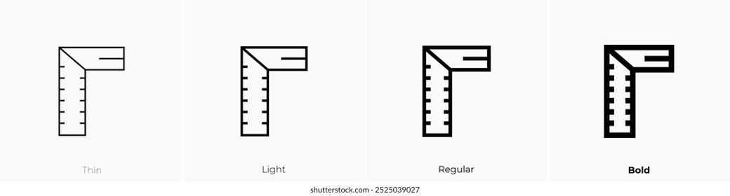 set square icon. Thin, Light Regular And Bold style design isolated on white background