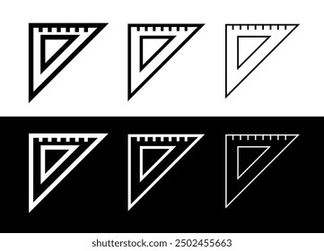 Set square icon. Triangular ruler, measurement or drawing attribute. Symbol of mathematics or geometry.