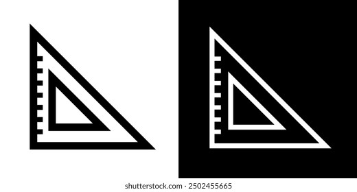 Set square icon. Triangular ruler, measurement or drawing attribute. Symbol of mathematics or geometry.