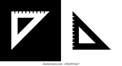 Set square icon. Triangular ruler, measurement or drawing attribute. Symbol of mathematics or geometry.