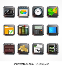 Set of square icons for business info graphic, vector illustration