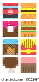 Set of square icons. Fast food