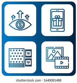 Set of square icons. Such as Focus, Gift, Napkin, Picture , square icons