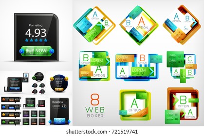 Set of square info banners, vector illustration