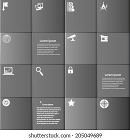Set square infographic as buttons on a gray background