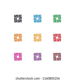 Set of Square Initial Letter CF FC Logo Design Inspiration