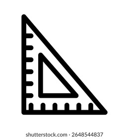 Set Square line icon.School supplies. Simple vector symbol used for school, travel, or education themes. Clean linear design, editable stroke, isolated on white.