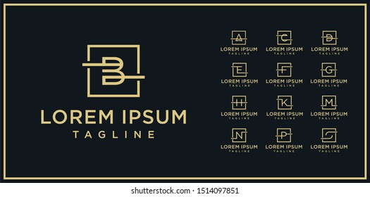 set of square line logo design template