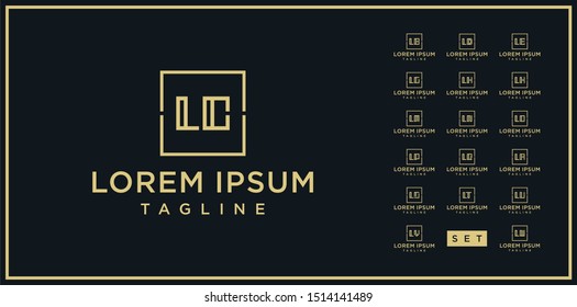 set of square line logo design template