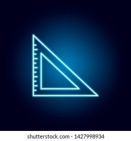 set square, measure outline icon in neon style. elements of education illustration line icon. signs, symbols can be used for web, logo, mobile app, UI, UX