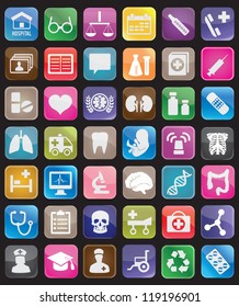 Set of square medical buttons for design - vector icons
