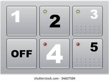 A set of square metallic vector buttons