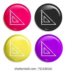 Set square multi color glossy badge icon set. Realistic shiny badge icon or logo mockup