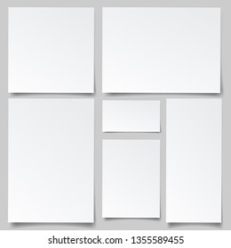 Set of square note papers. Set of square and rectangular note papers. Vertical and horizontal template design.