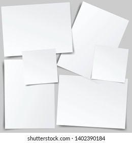 Set of square note papers. Set of square and rectangular note papers. Vertical and horizontal template design.