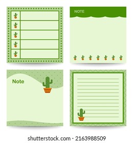 Set of square notepads with Cactus