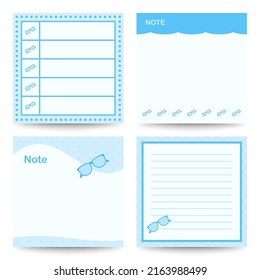 Juego de notas cuadradas con gafas