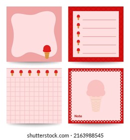 Set of square notepads with Ice Cream