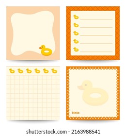 Juego de notas cuadradas con pato inflable