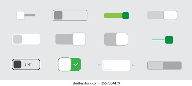 Set of square on and off toggle switch buttons. Web user interface elements