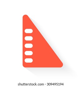 set square in orange with drop shadow on white