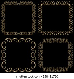 Set square ornamental decorative gold frames to insert text or image for banner, logo, invitation, brochure, card