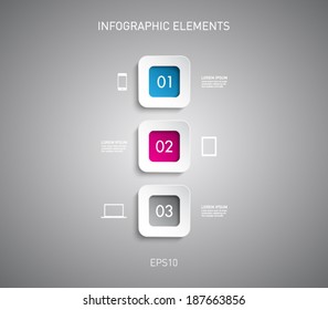 Set of square paper banners with striped background for business design, infographics, reports, number options, progress, step presentation, workflow layout or websites. Clean and modern style