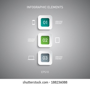 Set of square paper banners with striped background for business design, infographics, reports, number options, progress, step presentation, workflow layout or websites. Clean and modern style 