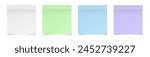 Set of square paper stickers. Stick in notes. White, green, violet and blue colors. Multicolor post it notes. Sheets of paper. Tag, sticky note