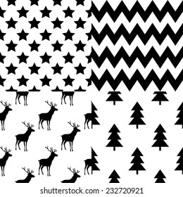 Set of square patterns with Christmas and New Year Typographic Background. Greeting stylish illustration of winter wishes. Good for design, cards or posters.