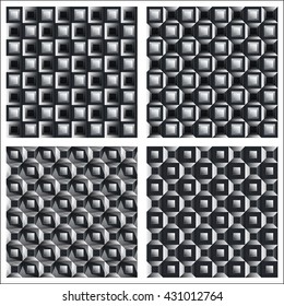 Set square patterns of the graphical elements. Monochrome. Vector.