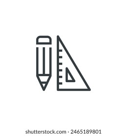 Set square pencil geometry icon, vector illustration