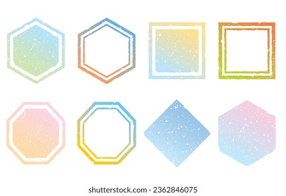 A set of square and polygonal Japanese style stamps. pastel gradation.