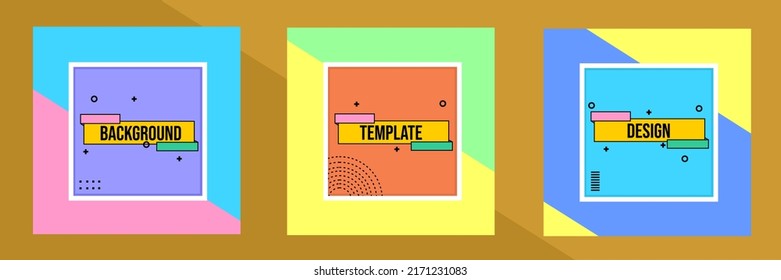 set of square post template designs for social media. cheerful and colorful theme memphis design