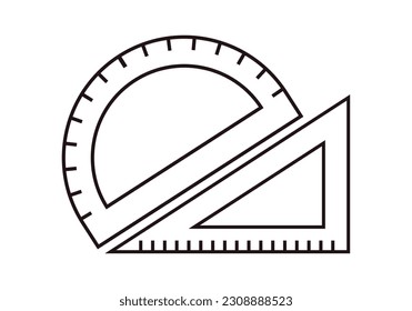 Set square and protractor black icon.